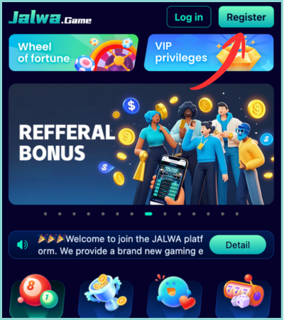 Jalwa Game Login Process Step 1